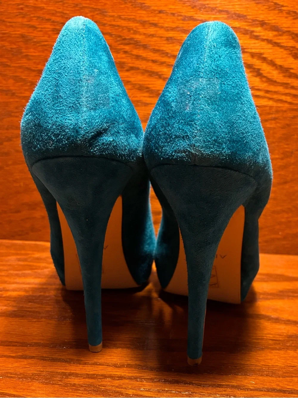 ALDO Teal Suede Platform Stiletto Heels Leather Size EU 40 US 9